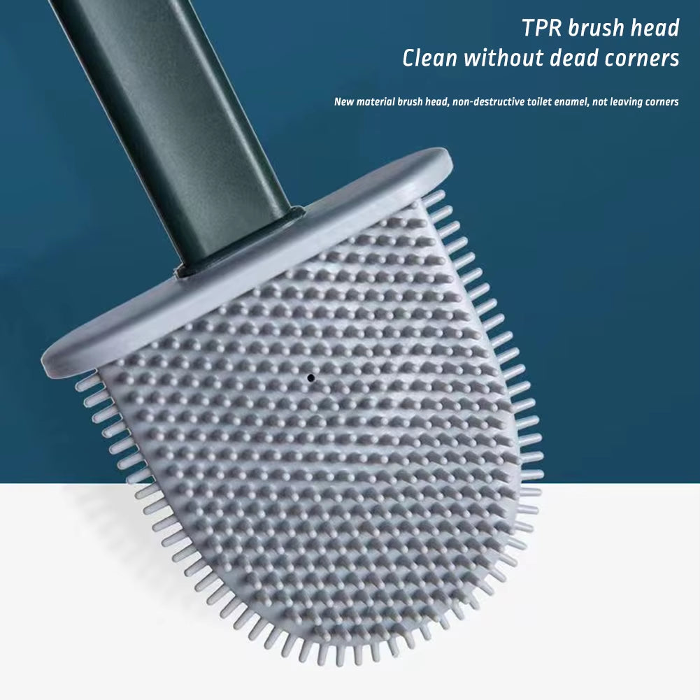 Floor/Wall-Mounted Toilet Cleaning Brush with Rack Flexible Cleaning Brush Storage Rack for Home Bathroom