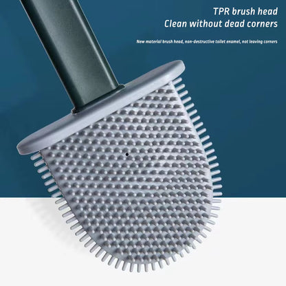 Floor/Wall-Mounted Toilet Cleaning Brush with Rack Flexible Cleaning Brush Storage Rack for Home Bathroom