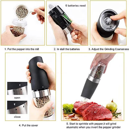 Pepper Mill Electric Vanilla Coffee Grinder Automatic Gravity Sensing Salt Shaker Spice Grinder Kitchen Tools Cooking Seasoning