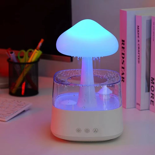 New Wood Cool Mist 450Ml Desktop Mushroom Shape Relax Usb Aromatherapy Rain Cloud Dripping Humidifier and Oil Diffuser