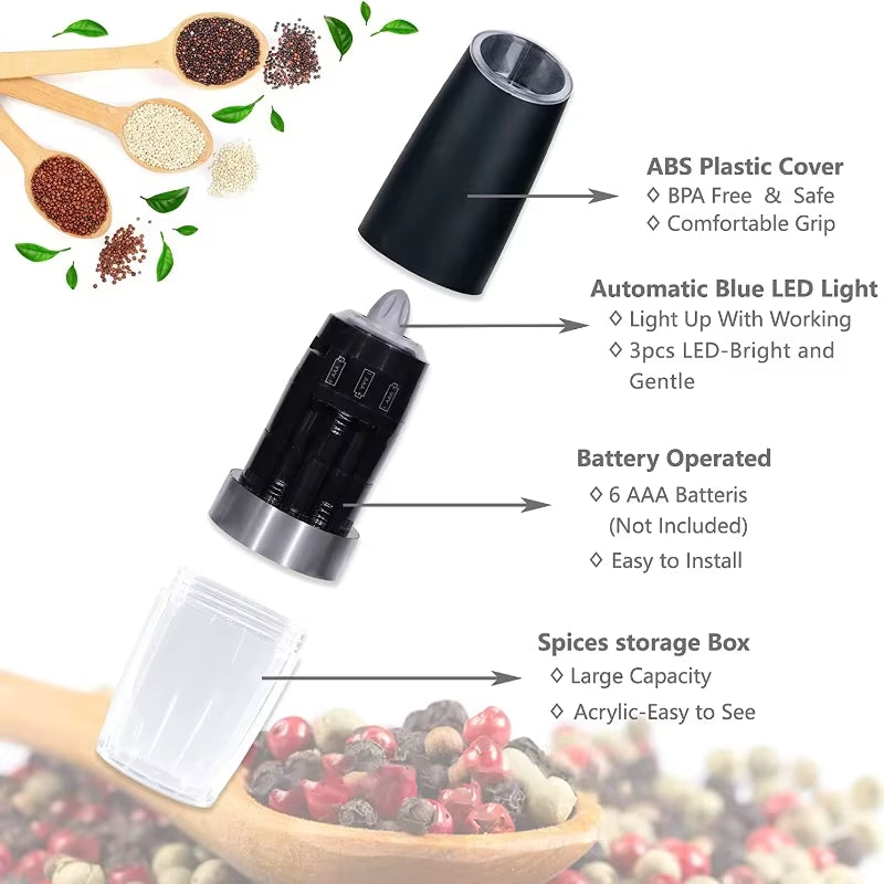 Pepper Mill Electric Vanilla Coffee Grinder Automatic Gravity Sensing Salt Shaker Spice Grinder Kitchen Tools Cooking Seasoning