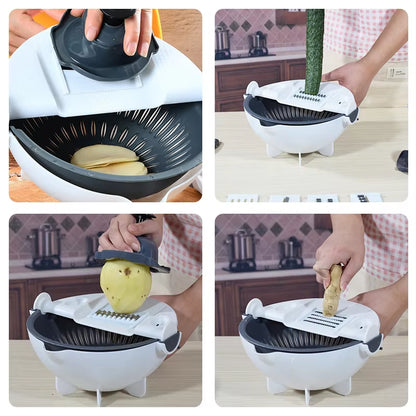 Kitchen Multifunctional Vegetable Cutter with Drainage Basket Kitchen Vegetable and Fruit Cutter Cooking Kitchen Items