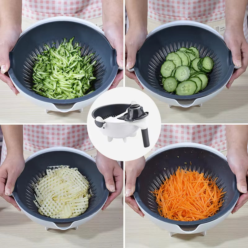 Kitchen Multifunctional Vegetable Cutter with Drainage Basket Kitchen Vegetable and Fruit Cutter Cooking Kitchen Items