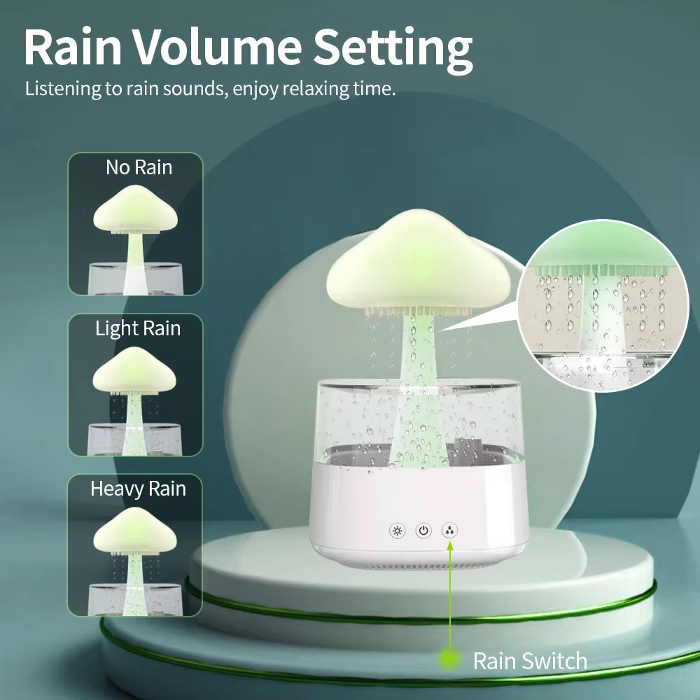 New Wood Cool Mist 450Ml Desktop Mushroom Shape Relax Usb Aromatherapy Rain Cloud Dripping Humidifier and Oil Diffuser