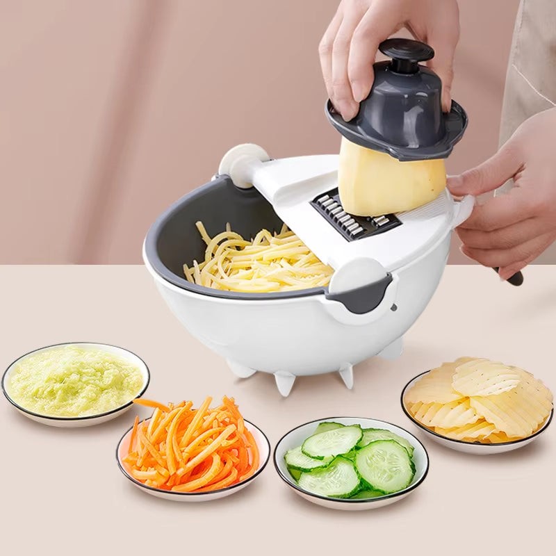 Kitchen Multifunctional Vegetable Cutter with Drainage Basket Kitchen Vegetable and Fruit Cutter Cooking Kitchen Items