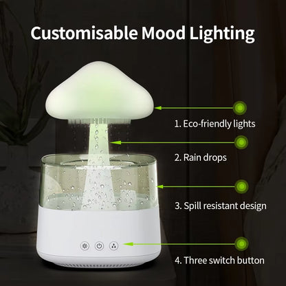 New Wood Cool Mist 450Ml Desktop Mushroom Shape Relax Usb Aromatherapy Rain Cloud Dripping Humidifier and Oil Diffuser