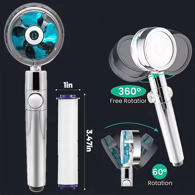 360° Rotation Turbo Shower Head Handheld High Pressure Water Saving Spray Showerhead Filters Home Bathroom Accessories 2024 New