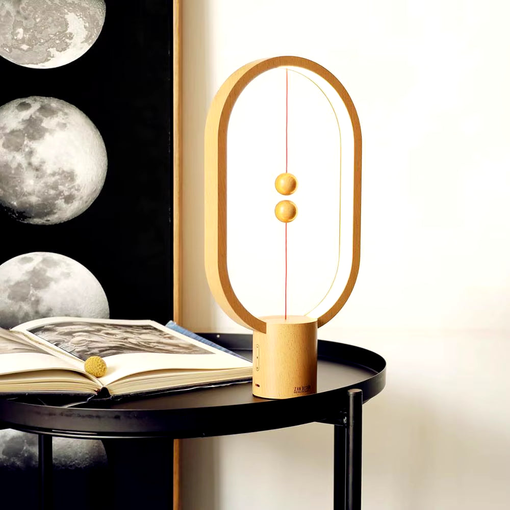 USB Rechargeable HENGPRO LED Balance Lamp Night Light USB Powered Ellipse Magnetic Novel Lamp Switch Touch Table Light