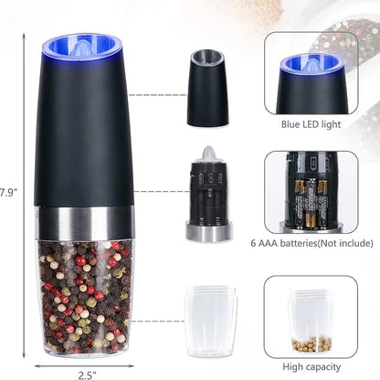 Pepper Mill Electric Vanilla Coffee Grinder Automatic Gravity Sensing Salt Shaker Spice Grinder Kitchen Tools Cooking Seasoning